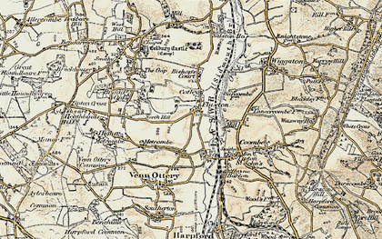 Old map of Fluxton in 1899
