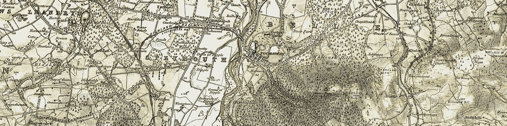 Old map of Fochabers in 1910
