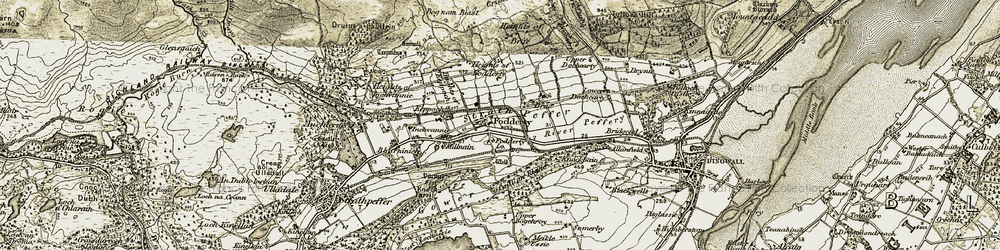 Old map of Abhainn Sgitheach in 1911-1912