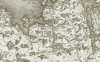 Old map of Burga Water in 1911-1912