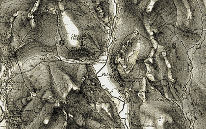 Old map of Auchintaple Loch in 1907-1908