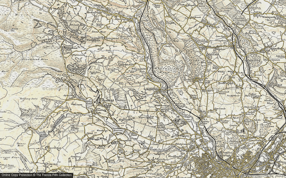 Old Map of Historic Map covering Bent Hills in 1903