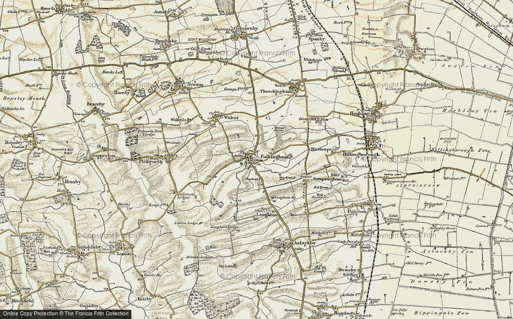 Old Map of Folkingham, 1902-1903 in 1902-1903