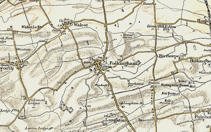 Old map of Folkingham in 1902-1903