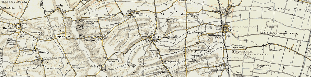 Old map of Folkingham in 1902-1903