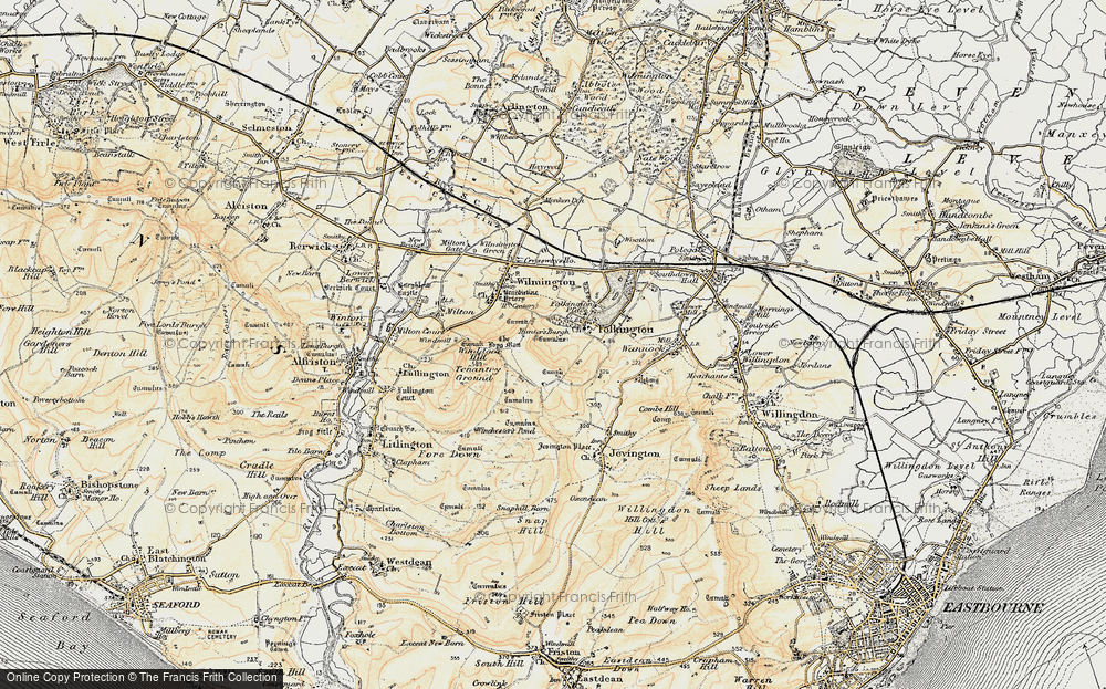 Old Map of Folkington, 1898 in 1898
