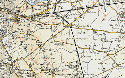 Old map of Wrakendike (Roman Road) in 1901-1904