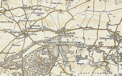 Old map of Fonthill Bishop in 1897-1899