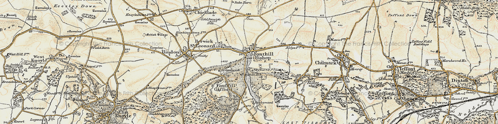 Old map of Fonthill Bishop in 1897-1899