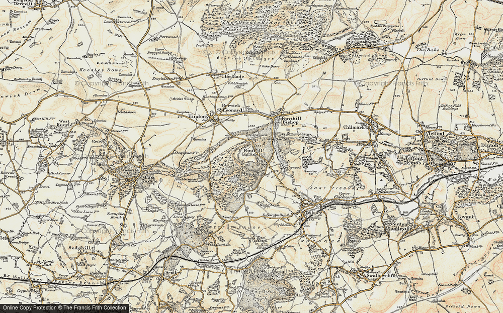 Old Map of Fonthill Gifford, 1897-1899 in 1897-1899