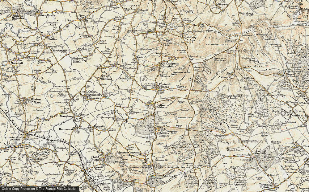 Old Map of Fontmell Magna, 1897-1909 in 1897-1909
