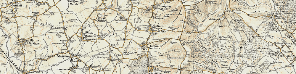 Old map of Fontmell Magna in 1897-1909