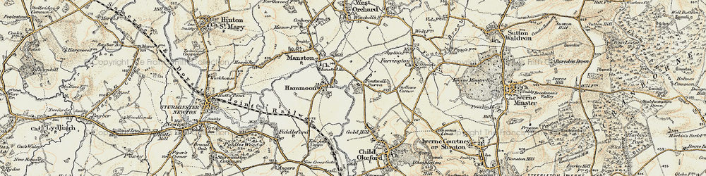 Old map of Fontmell Parva in 1897-1909