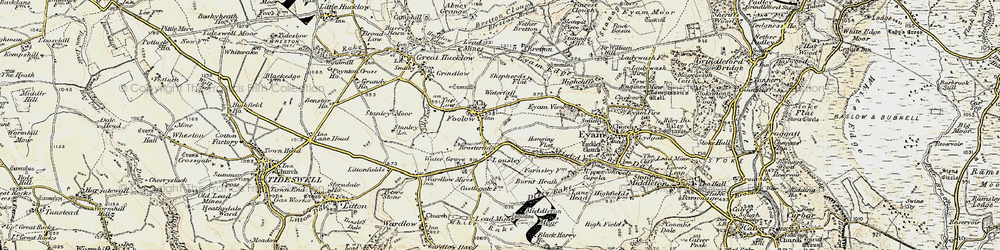 Old map of Foolow in 1902-1903