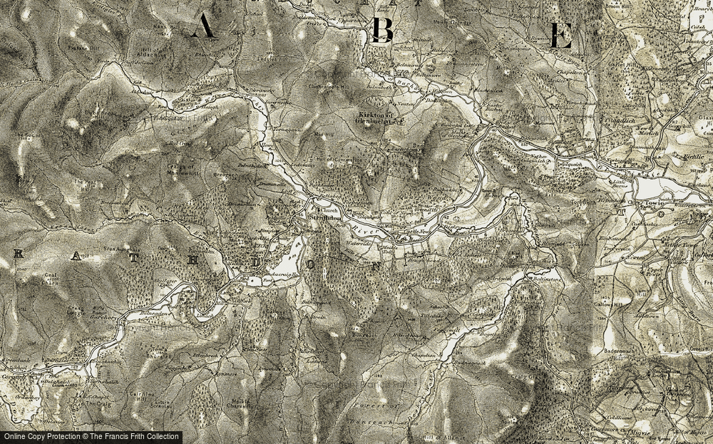 Old Map of Historic Map covering Altdachie in 1908-1909