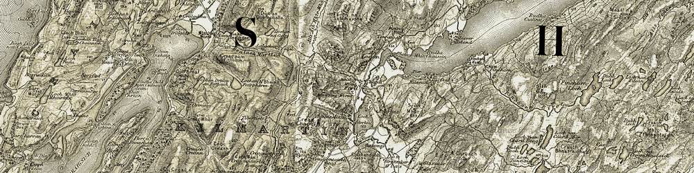 Old map of A'Bheinn in 1906-1907