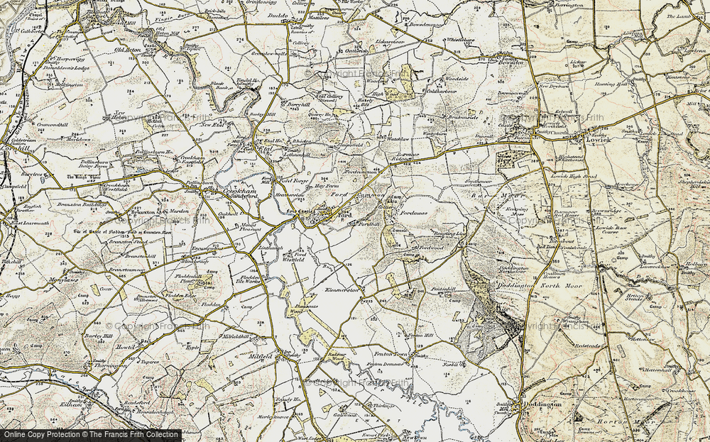 Old Map of Historic Map covering Barmoor Ridge in 1901-1903