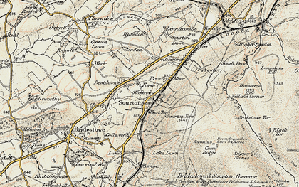 Old map of Bridestowe and Sourton Common in 1899-1900