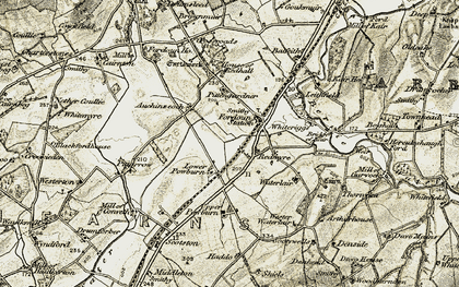 Old map of Fordoun in 1908-1909
