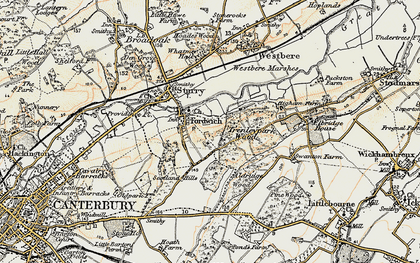 Old map of Fordwich in 1898-1899