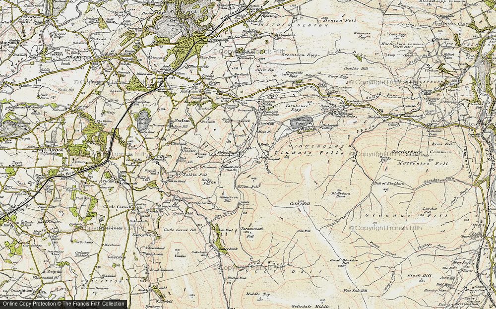 Old Map of Historic Map covering Brown Fell in 1901-1904