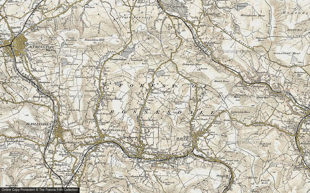 Old Map of Historic Map covering Forest of Rossendale in 1903