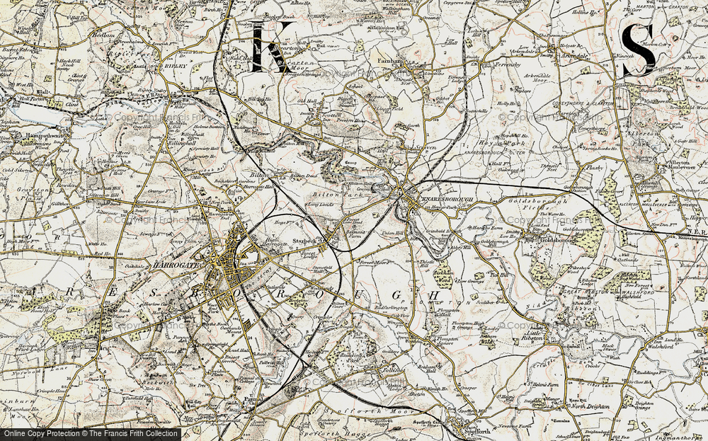 Old Map of Historic Map covering Bilton Hall in 1903-1904