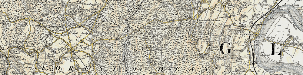 Old map of Forest of Dean in 1899-1900