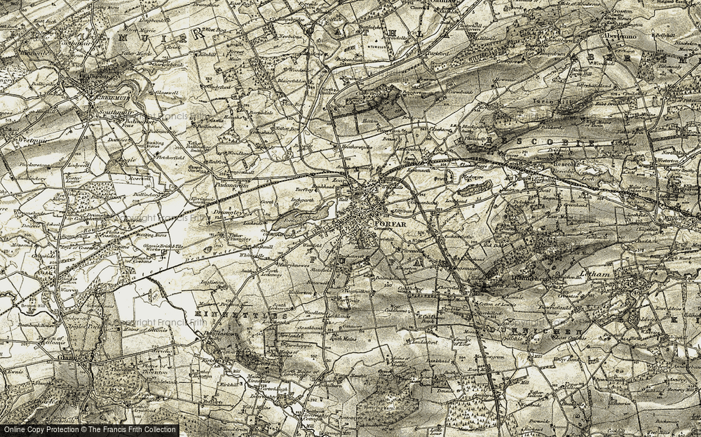 Old Map of Forfar, 1907-1908 in 1907-1908