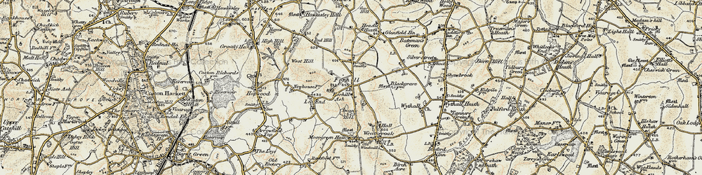 Old map of Forhill in 1901-1902