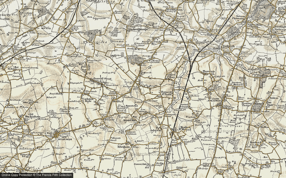 Old Map of Forncett End, 1901-1902 in 1901-1902