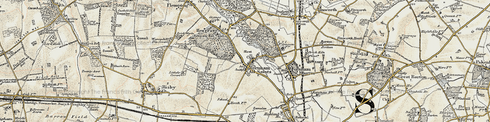Old map of Fornham All Saints in 1901