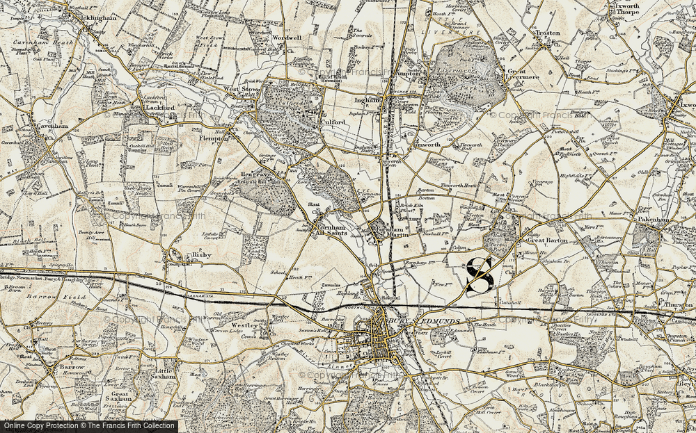 Old Map of Fornham St Genevieve, 1901 in 1901