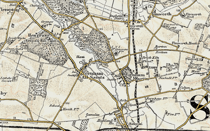Old map of Fornham St Genevieve in 1901