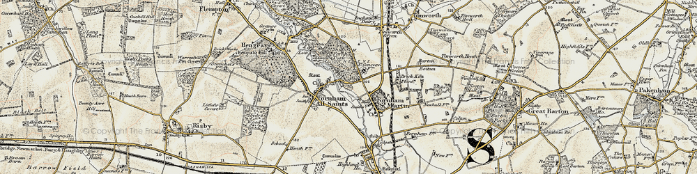 Old map of Fornham St Genevieve in 1901
