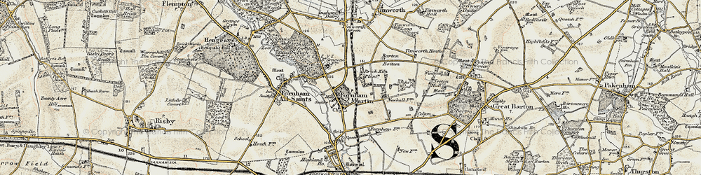 Old map of Fornham St Martin in 1901
