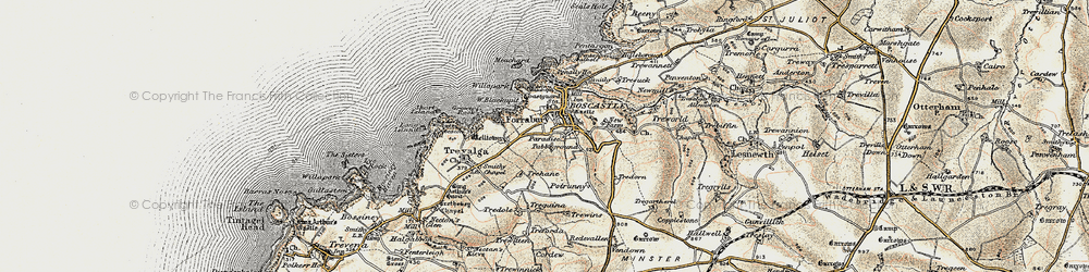 Old map of Forrabury in 1900