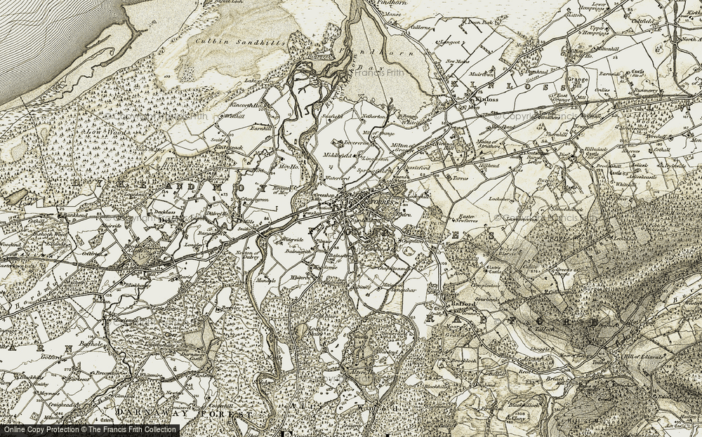 Old Map of Forres, 1910-1911 in 1910-1911