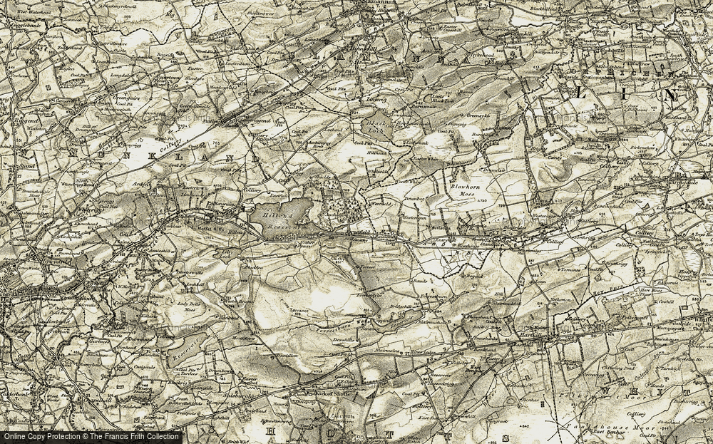Old Map of Historic Map covering Auchengray Ho in 1904-1905