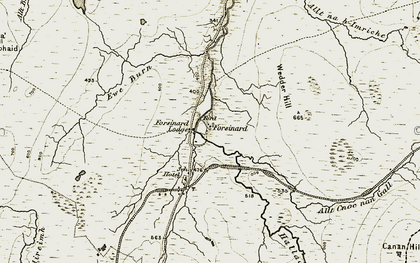 Old map of Allt Cnoc nan Gall in 1911-1912