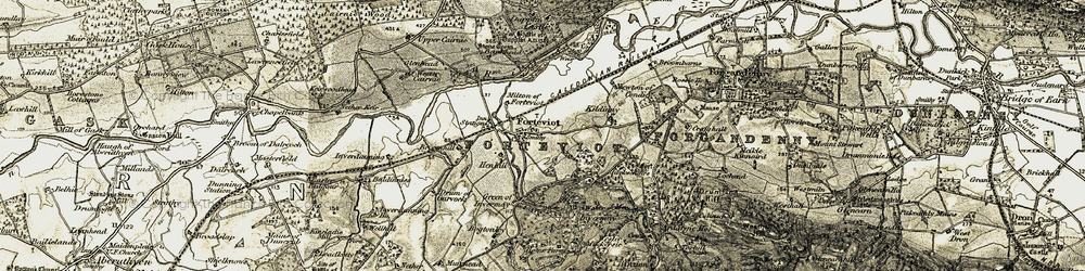 Old map of Invermay in 1906-1908