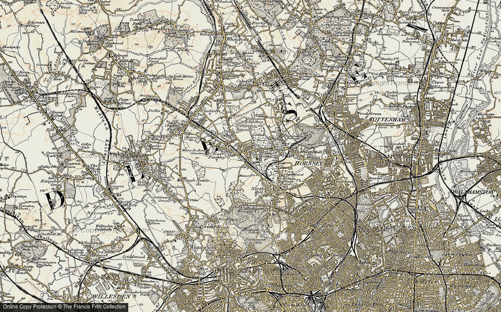 Old Map of Fortis Green, 1897-1898 in 1897-1898