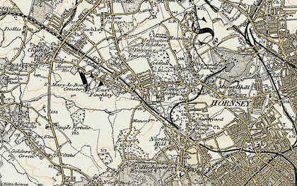 Old map of Fortis Green in 1897-1898