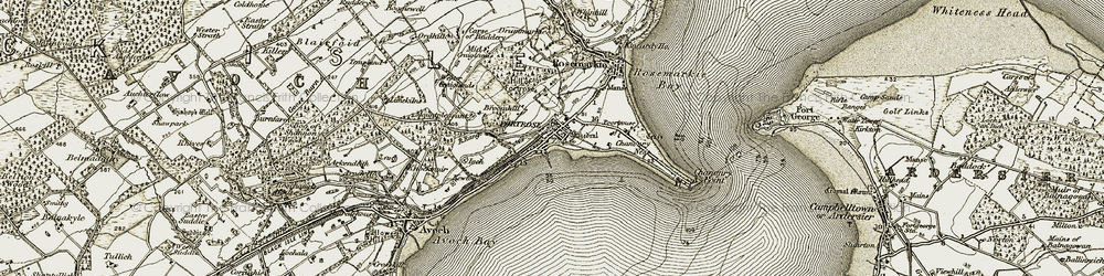 Old map of Fortrose in 1911-1912