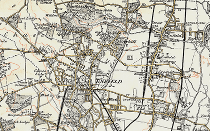 Old map of Forty Hill in 1897-1898