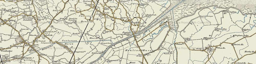 Old map of Moulton Marsh in 1901-1902
