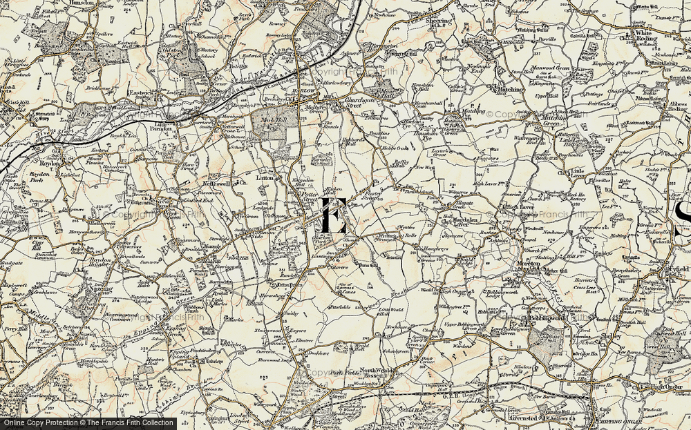 Old Map of Historic Map covering Church Langley in 1898