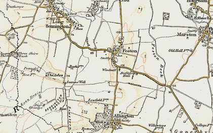 Old map of Foston in 1902-1903