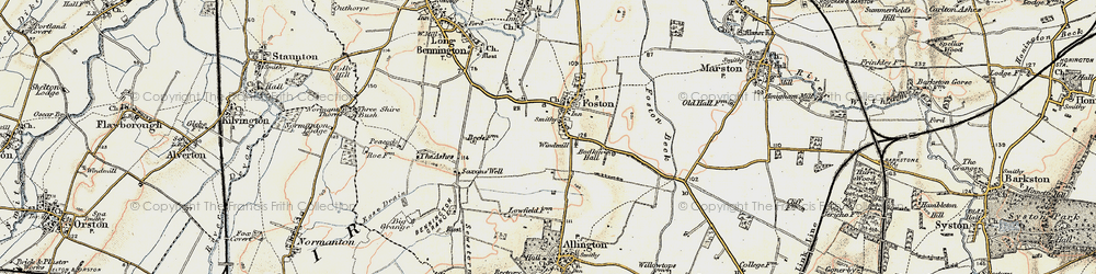 Old map of Foston in 1902-1903