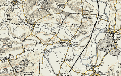 Old map of Fotheringhay in 1901-1902